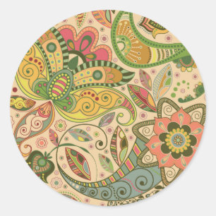  bloemige paisley pastel ronde sticker