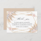 Bloemige Pampagras Herdenking van het Leven Herden Bedankkaart (Voorkant / Achterkant)