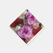 Bloemige papieren servetten met rozen en pioenroze (Hoek)