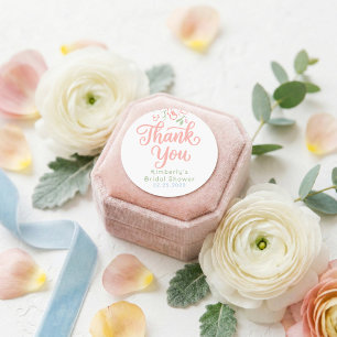 Bloemige Pastel Whimsicale Bruiloftsborrel Bedankt Ronde Sticker