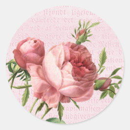 Bloemige pastelroze roos bloem ronde sticker