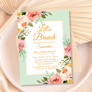 Bloemige Pastels Roze Laten we Brunchen Iedere Fee Kaart