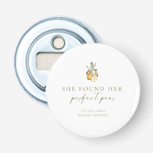 Bloemige perfecte peer bruidsdouche button flesopener