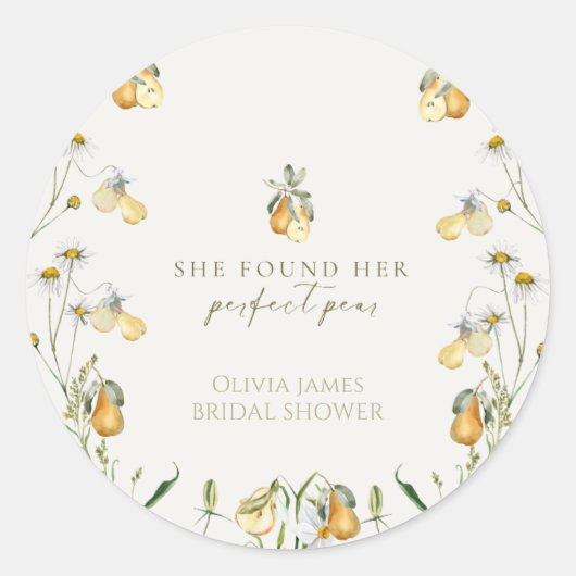 Bloemige perfecte peerse bruiloftsdouche ronde sticker (Voorkant)