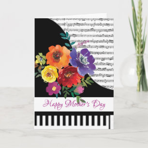 Bloemige pianokaart kaart