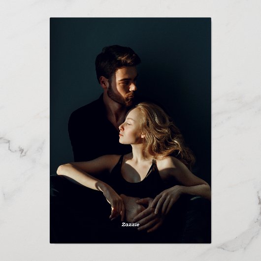 Bloemige Pioenrozen Wit Gouden Foto Save The Date Folie Uitnodiging (Achterkant)