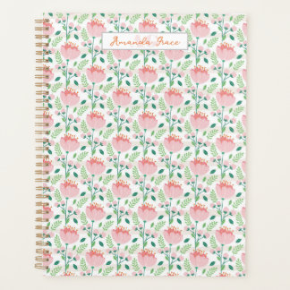 Bloemige planner in roze en oranje