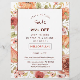 bloemige pompoen herfst sale promotie flyer