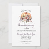 Bloemige Pompoen Thanksgiving Diner Uitnodiging (Voorkant)
