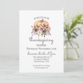 Bloemige Pompoen Thanksgiving Diner Uitnodiging (Staand voorkant)
