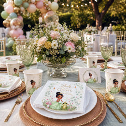Bloemige Prinses Kikker Baby Shower Servet
