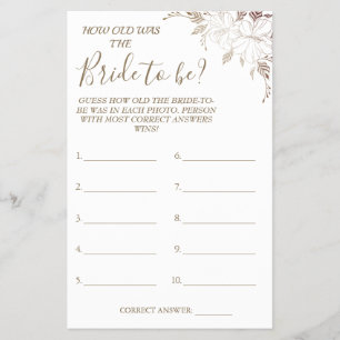 Bloemige Raad hoe oud was ze bruidsfeest spelkaart Flyer