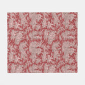  bloemige retro rood roze toile de jouy fleece deken (Voorkant (Horizontaal))