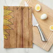 Bloemige robuuste elegante houten kunst zonnebloem theedoek (Quarter Fold)