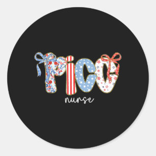 Bloemige Rode Witte Blauwe PICC Verpleegster 4 jul Ronde Sticker