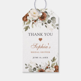 Bloemige Roest Crème Groen Blauw Bruidscadeau Cadeaulabel