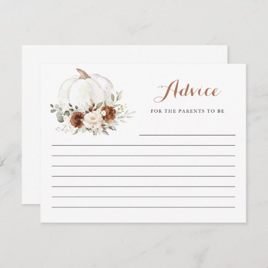 Bloemige Roest Crème Pompoen Baby Shower Advieskaa Informatiekaartje (Voorkant / Achterkant)