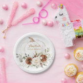 Bloemige Roestgroene Pompoen Herfst Bruiloft Feest Papieren Bordje (Feest)