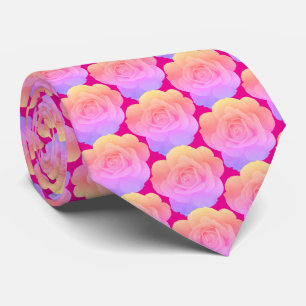 Bloemige Roos Patronen Heet Roze Abstracte Cadeau Stropdas