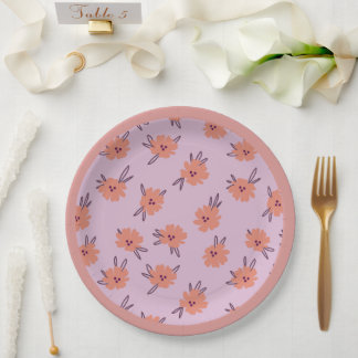 Bloemige Roze Bloemen Herhalend Patroon Schattig M Papieren Bordje