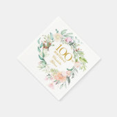 Bloemige Rozen Krans 100ste Verjaardag Servet (Hoek)