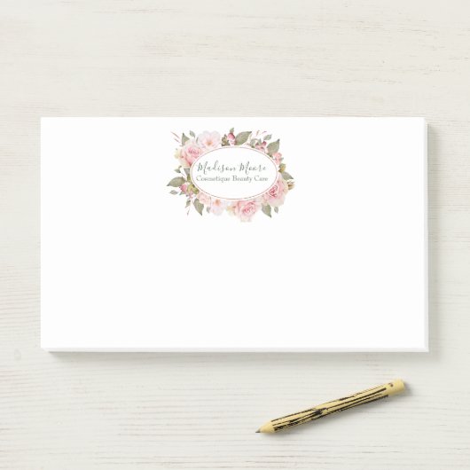 bloemige Rozen Naam Ingeschreven Post-it® Notes (Op bureau)