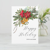 Bloemige rustieke vakantie  feestdagenkaart (Staand voorkant)