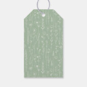 Bloemige saliegroene babyshower bedankkaartje cadeaulabel (Achterkant)