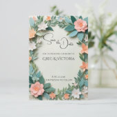 Bloemige Save the Date Kaart (Staand voorkant)