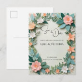 Bloemige Save the Date Uitnodiging Briefkaart (Voorkant / Achterkant)