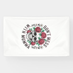 Bloemige Schedel 'Morre niet met mama' Spandoek