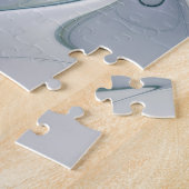 Bloemige schoonheid abstract modern blauwe pastelb legpuzzel (Zijkant)