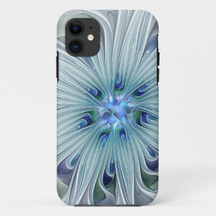 Bloemige schoonheid Abstract moderne blauwe pastel iPhone 11 Hoesje