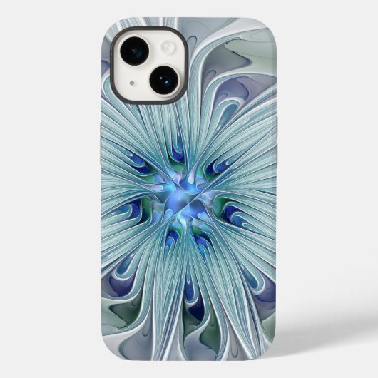 Bloemige schoonheid Abstract moderne blauwe pastel Case-Mate iPhone Case (Achterkant)