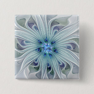 Bloemige schoonheid Abstract moderne blauwe pastel Vierkante Button 5,1 Cm