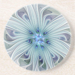 Bloemige schoonheid Abstract moderne blauwe pastel Zandsteen Onderzetter