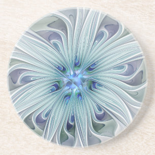 Bloemige schoonheid Abstract moderne blauwe pastel Zandsteen Onderzetter