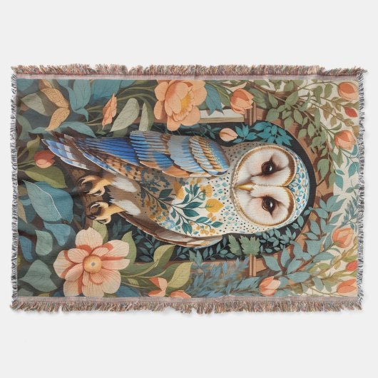  bloemige schuur uil deken (Voorkant)