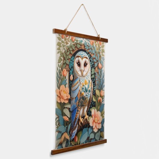  bloemige schuur uil hangend wandkleed (Gebogen)