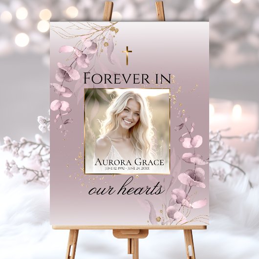 Bloemige Sereniteit Uitvaartprogramma Kaart Poster