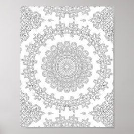 Bloemige Ster Ring Kleurplaat Patroon Kunstwerk Poster