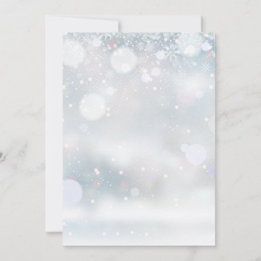 Bloemige Stof Roze Goud Winter Bruiloft Kaart (Achterkant)