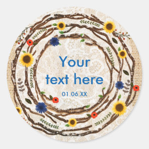 Bloemige takken roestig jute & kant stickers
