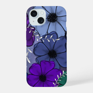 Bloemige telefoonhoes iPhone 15 hoesje