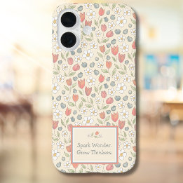 Bloemige telefoonhoes voor docenten terug naar sch iPhone 16 hoesje