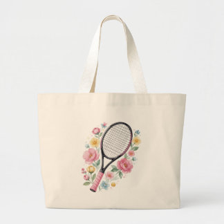 Bloemige Tennis Tote Tas Cute Tennis Racket Bloeme