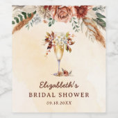 Bloemige Terracotta Boho Bruiloftsfeest Wijn Etiket (Enkel label)