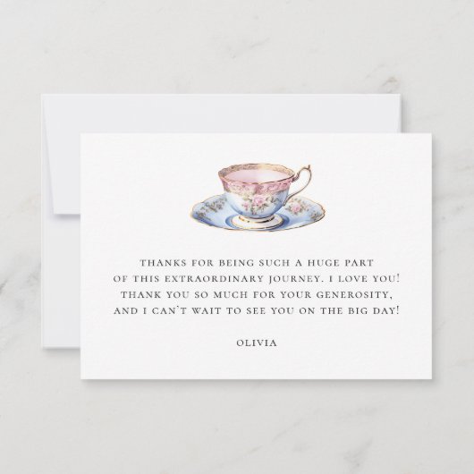 Bloemige theepartij voor bruidsdouche | Romantisch Bedankkaart (Achterkant)