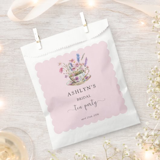 Bloemige theeparty tasje van papier voor bruidsdou bedankzakje (Geknipt)