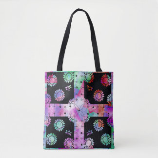 Bloemige Tote Tas Zonnebloem Bij Kleurrijk Uniek C